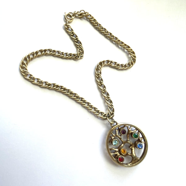 Reversible Gem stone and Pearl Tree of Life Pendant-Vintageonline-Vintage Online