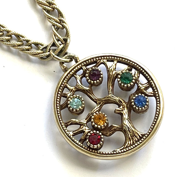 Reversible Gem stone and Pearl Tree of Life Pendant-Vintageonline-Vintage Online