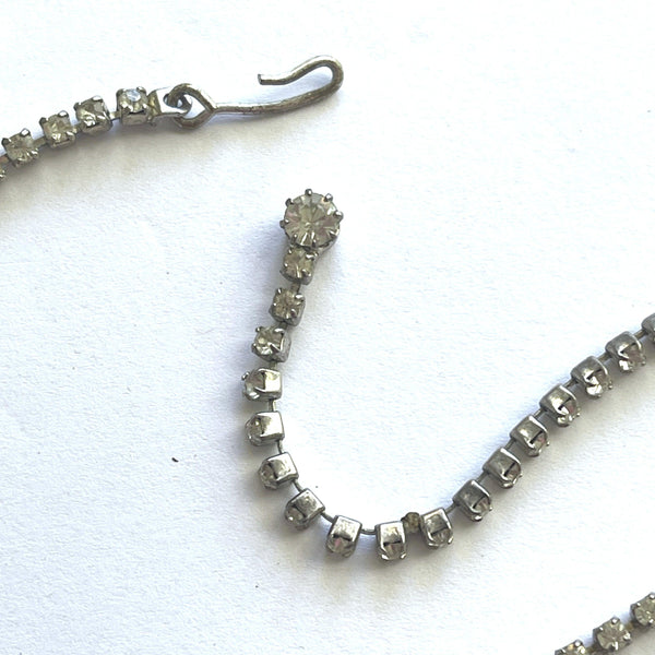 Rhinestone 50's Silver tone Necklace-Vintageonline.-Vintage Online
