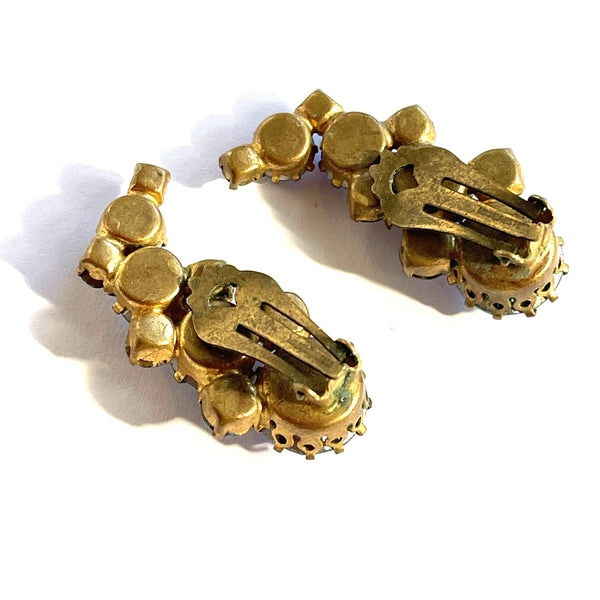 Rhinestone Aurora Borealis 60's Earrings Made in Austria-Vintageonline-Vintage Online
