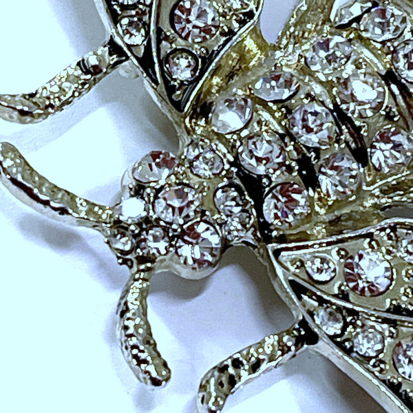 Rhinestone Bumble Bee Brooch-Vintageonline-Vintage Online