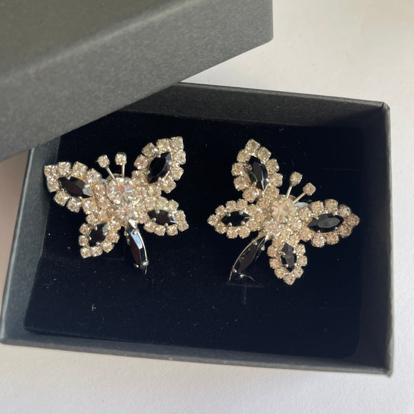 Rhinestone Butterfly Earrings-Vintageonline-Vintage Online