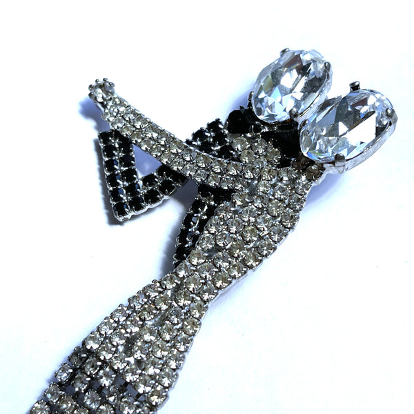 Rhinestone Dancing Couple Brooch-Vintageonline-Vintage Online