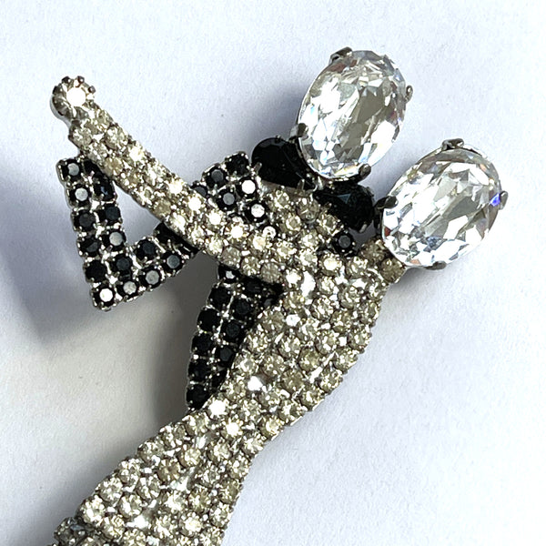 Rhinestone Dancing Couple Brooch-Vintageonline-Vintage Online