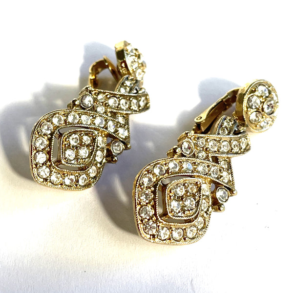 Rhinestone Drop Earrings-Vintageonline-Vintage Online