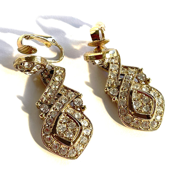 Rhinestone Drop Earrings-Vintageonline-Vintage Online