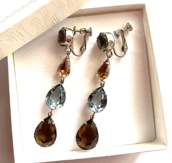 Rhinestone Drop Earrings-vintageonline-Vintage Online