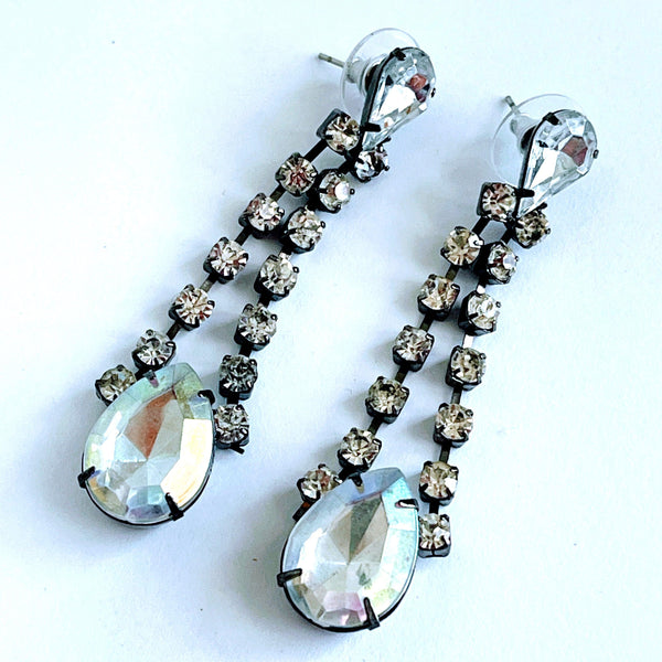 Rhinestone Drop Earrings-Vintageonline-Vintage Online