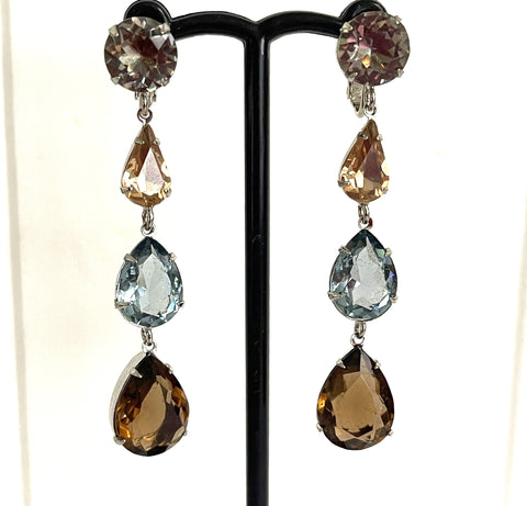 Rhinestone Drop Earrings-vintageonline-Vintage Online