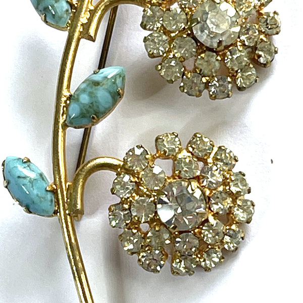 Rhinestone Flower Head Vintage Brooch-Vintageonline-Vintage Online