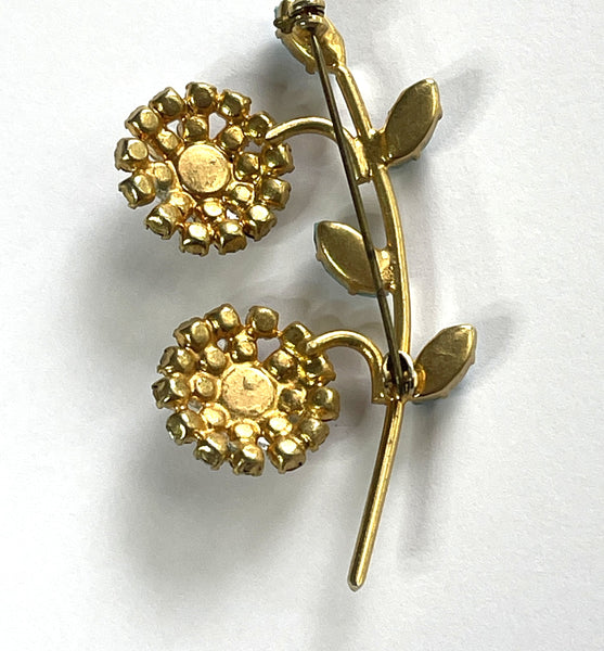 Rhinestone Flower Head Vintage Brooch-Vintageonline-Vintage Online