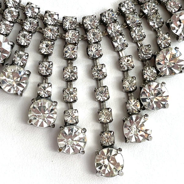 Rhinestone Fringe Choker Vintage Necklace-Vintageonline-Vintage Online