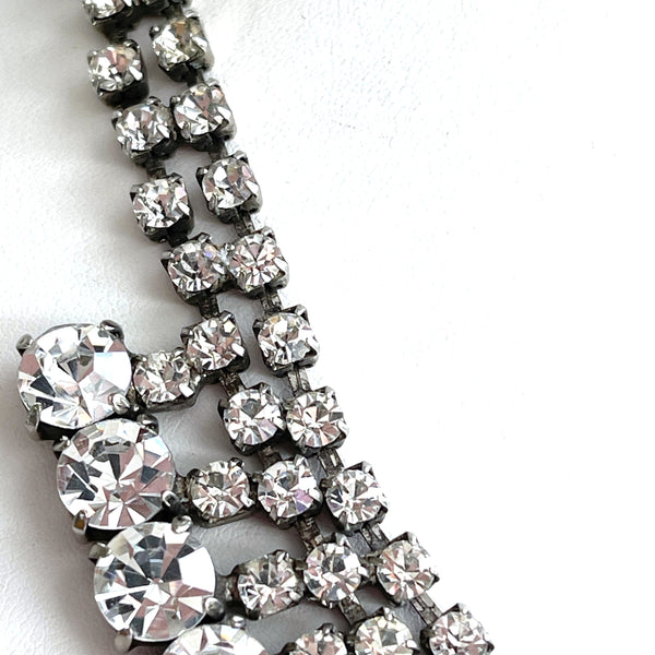 Rhinestone Fringe Choker Vintage Necklace-Vintageonline-Vintage Online