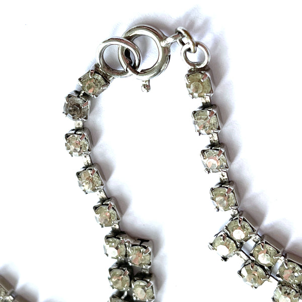 Rhinestone Fringe Choker Vintage Necklace-Vintageonline-Vintage Online