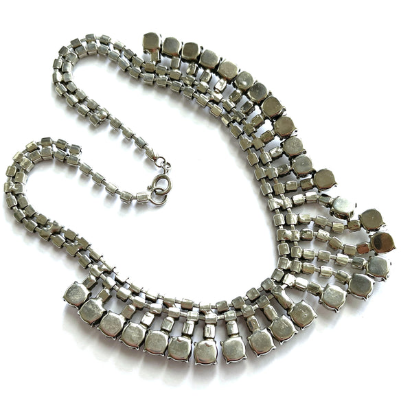 Rhinestone Fringe Choker Vintage Necklace-Vintageonline-Vintage Online