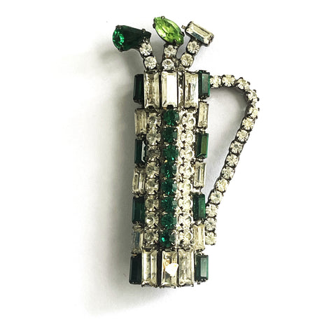 Rhinestone Golfing Vintage Brooch-Vintageonline-Vintage Online