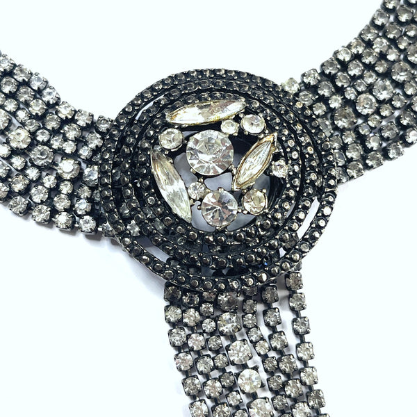 Rhinestone Gun Metal Vintage 60's Choker-Vintageonline-Vintage Online
