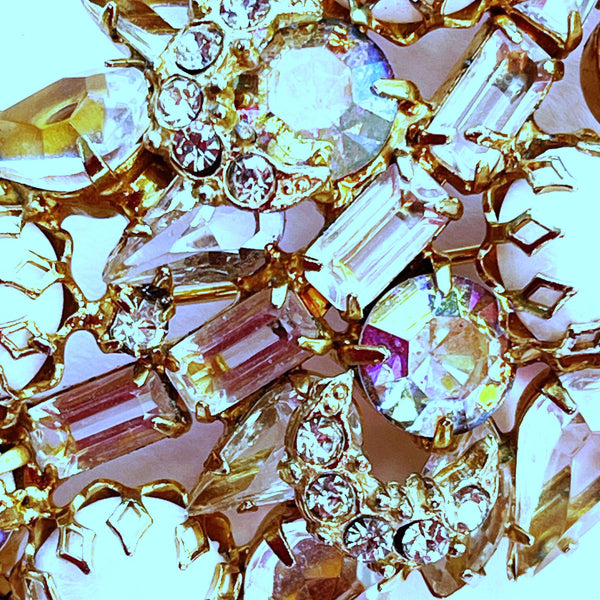 Rhinestone Leaf Vintage Brooch-Vintageonline-Vintage Online