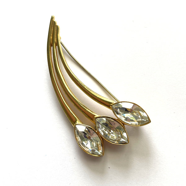 Rhinestone Lily Shape Brooch-Vintageonline-Vintage Online