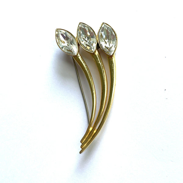 Rhinestone Lily Shape Brooch-Vintageonline-Vintage Online
