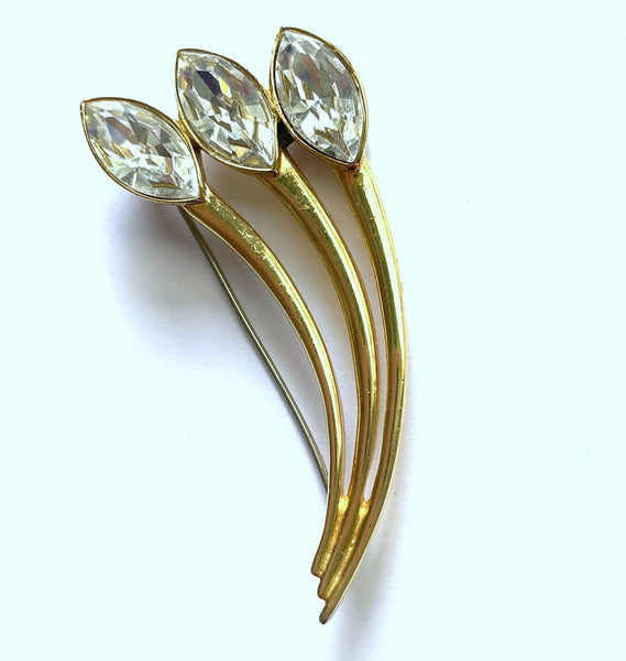 Rhinestone Lily Shape Brooch-Vintageonline-Vintage Online