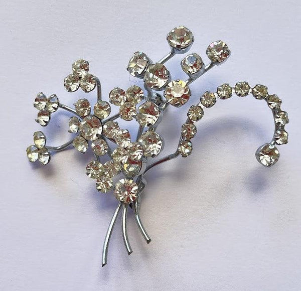 Rhinestone Mid Century Vintage Brooch-Vintageonline-Vintage Online