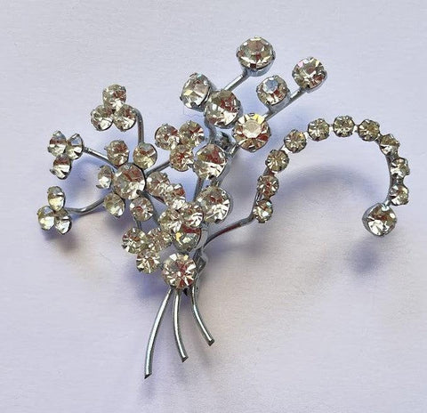 Rhinestone Mid Century Vintage Brooch-Vintageonline-Vintage Online