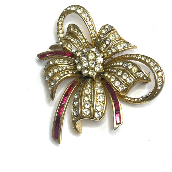 Rhinestone Vintage 60's Bow Brooch-Vintageonline-Vintage Online