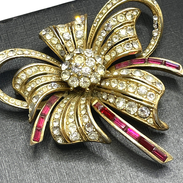 Rhinestone Vintage 60's Bow Brooch-Vintageonline-Vintage Online