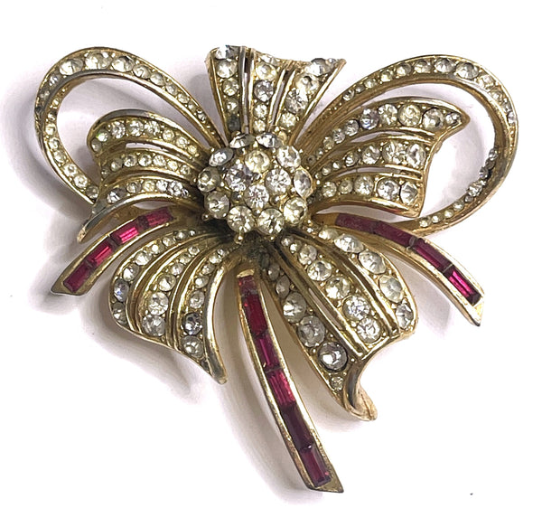 Rhinestone Vintage 60's Bow Brooch-Vintageonline-Vintage Online