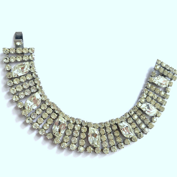 Rhinestone Vintage Old Hollywood Mid Century Bracelet-Vintageonline-Vintage Online