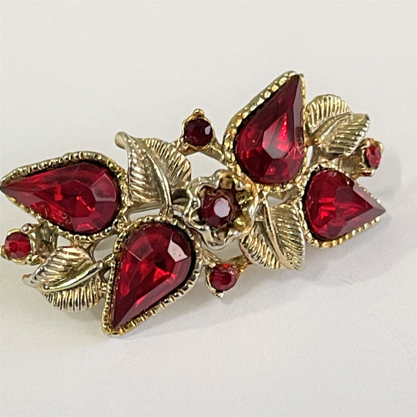 Ruby Red Rhinestone Vintage Brooch-Vintageonline-Vintage Online
