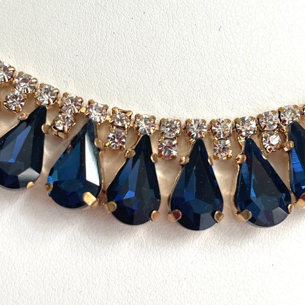 Sapphire Blue Rhinestone Necklace-Vintageonline-Vintage Online