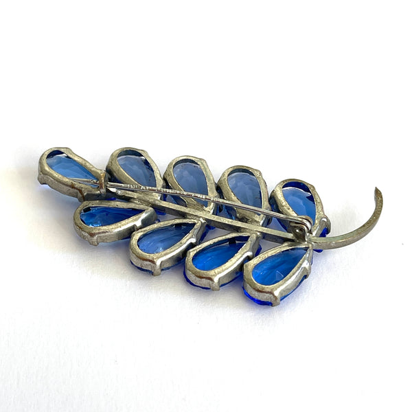 Sapphire Blue Rhinestone Vintage Brooch-Vintageonline-Vintage Online