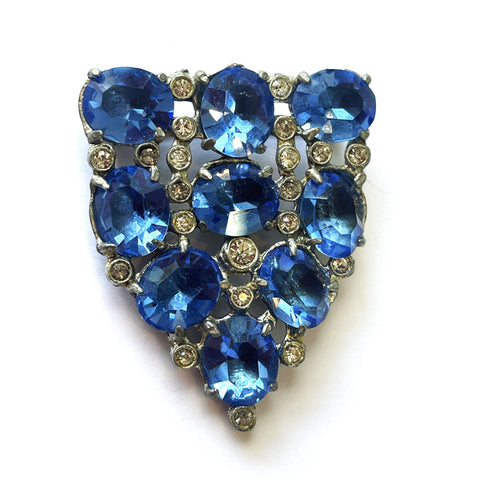Sapphire Blue Rhinestone Vintage Brooch-Vintageonline-Vintage Online