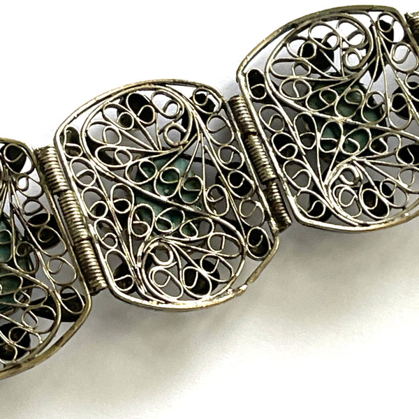 Scarab Egyptian Revival 60's Filigree Bracelet-Vintageonline.-Vintage Online