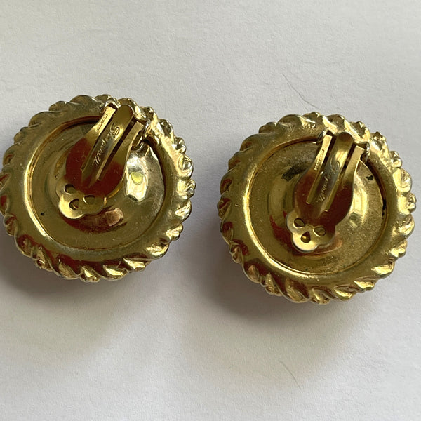 Schiaparelli 1950's-1960's Heliotrope Watermelon Rhinestone Earrings-Schiaparelli-Vintage Online