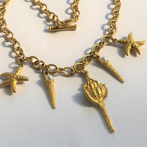 Seashell Pendant Necklace-Vintageonline-Vintage Online