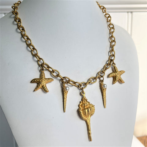 Seashell Pendant Necklace-Vintageonline-Vintage Online