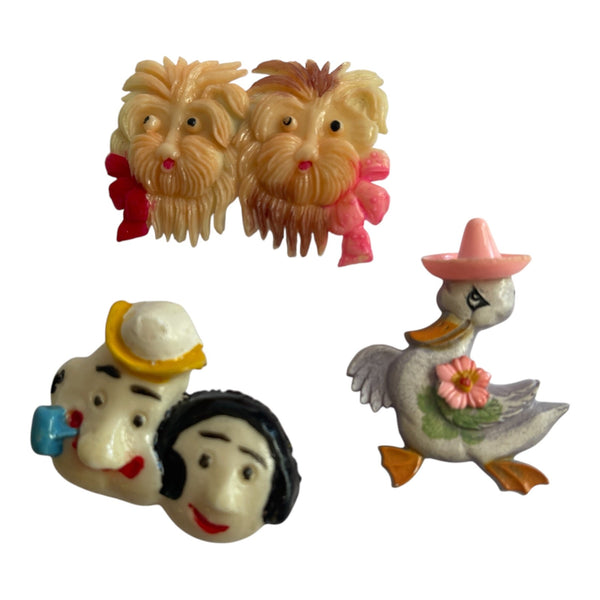 Set of three Mid Century Retro Brooches-Vintageonline-Vintage Online