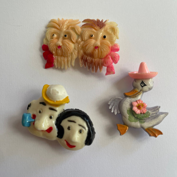 Set of three Mid Century Retro Brooches-Vintageonline-Vintage Online