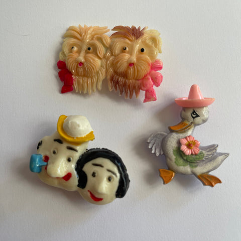 Set of three Mid Century Retro Brooches-Vintageonline-Vintage Online