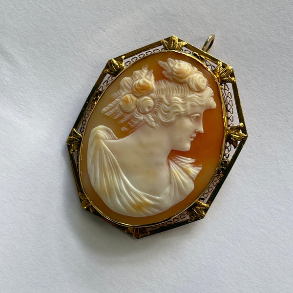 Shell Cameo Vintage Brooch-Vintageonline-Vintage Online