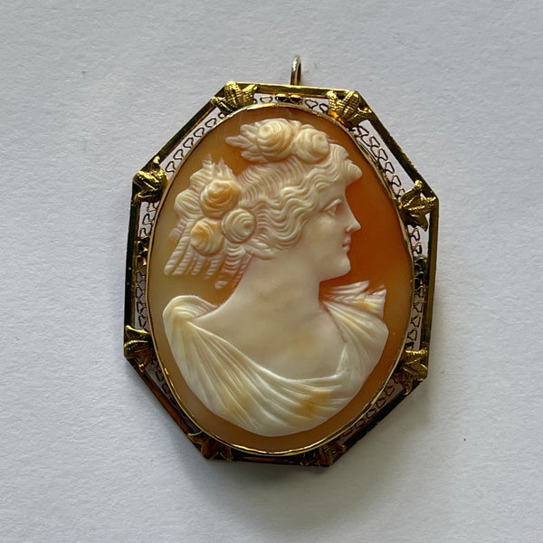 Shell Cameo Vintage Brooch-Vintageonline-Vintage Online