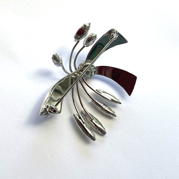 Silver tone Rhinestone Vintage Brooch-Vintageonline-Vintage Online