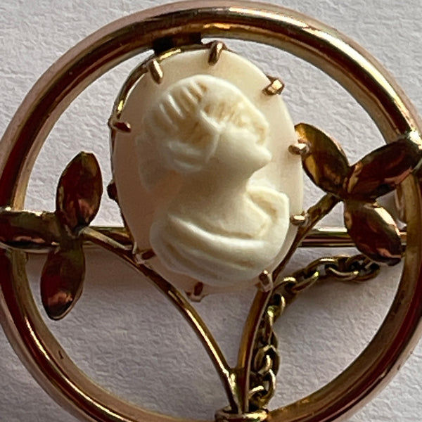 Small Edwardian Gold Cameo Brooch-Vintageonline-Vintage Online