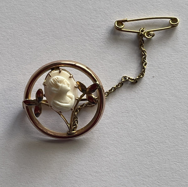 Small Edwardian Gold Cameo Brooch-Vintageonline-Vintage Online