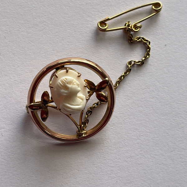 Small Edwardian Gold Cameo Brooch-Vintageonline-Vintage Online