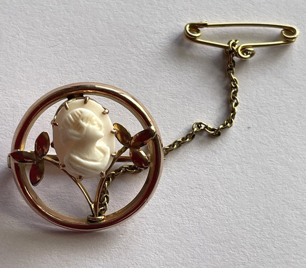 Small Edwardian Gold Cameo Brooch-Vintageonline-Vintage Online