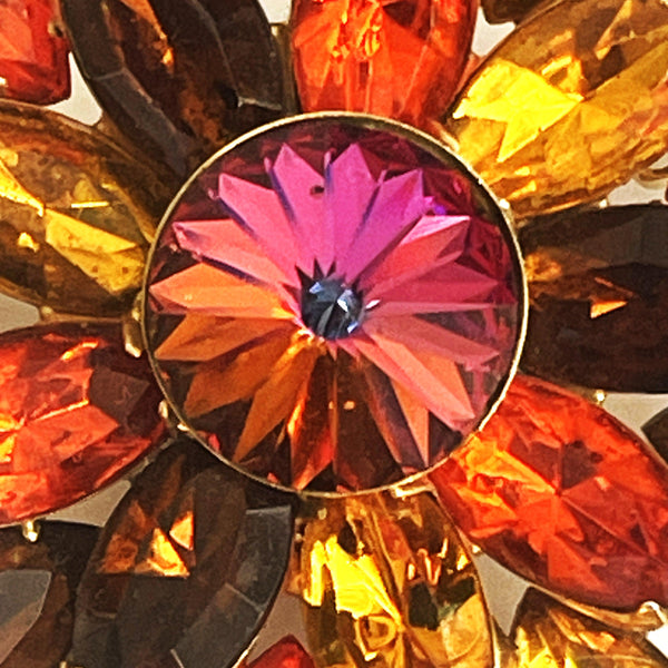 Spin Wheel Rivoli Rhinestone Vintage Brooch-Vintageonline-Vintage Online